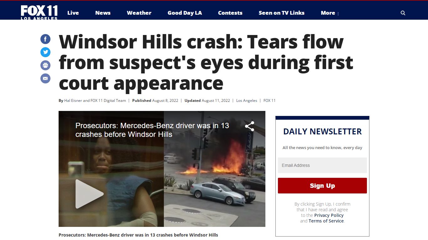 Windsor Hills crash: Tears flow from suspect's eyes during first court ...